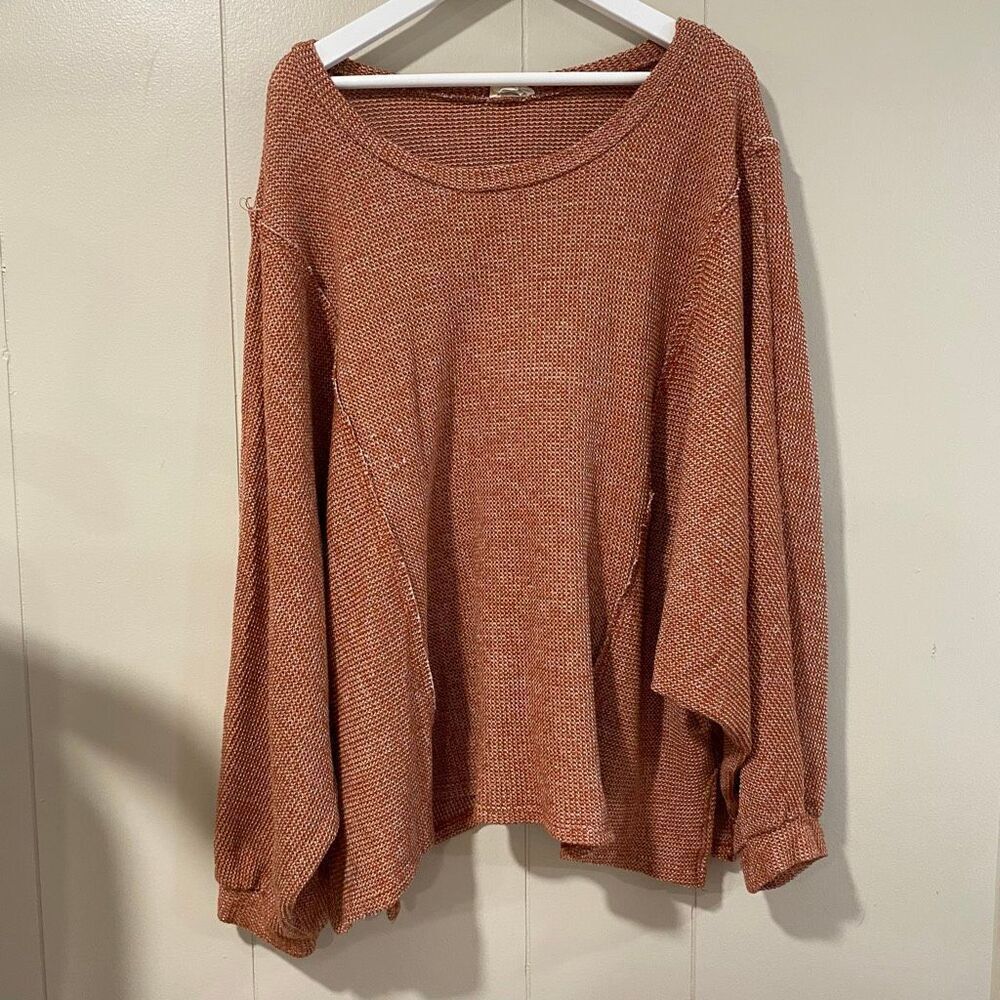 Peach Love California Rust Knit Oversized Sweater Women’s Made in USA